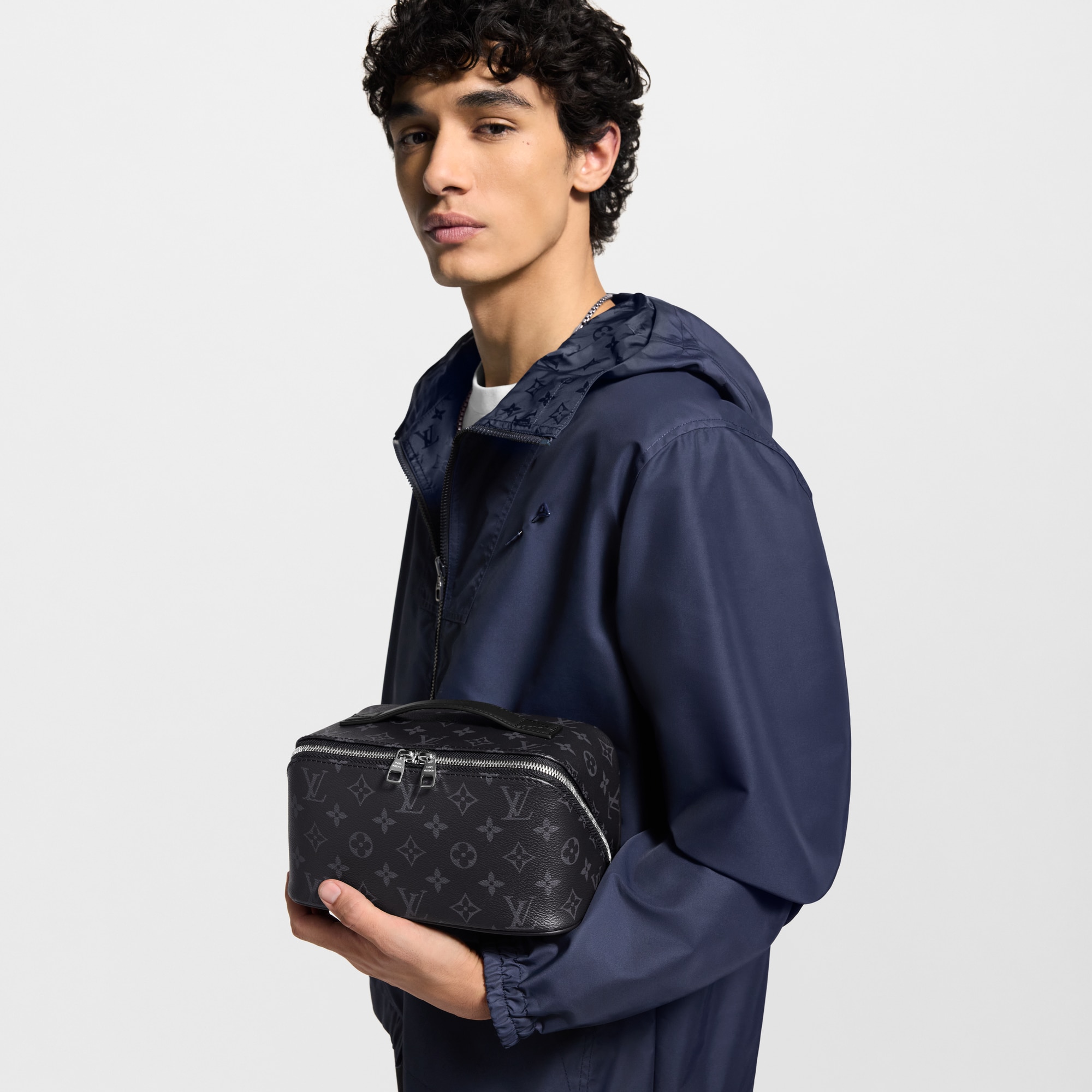 Toiletry Pouch PM - Luxury Monogram Eclipse Canvas Grey | LOUIS